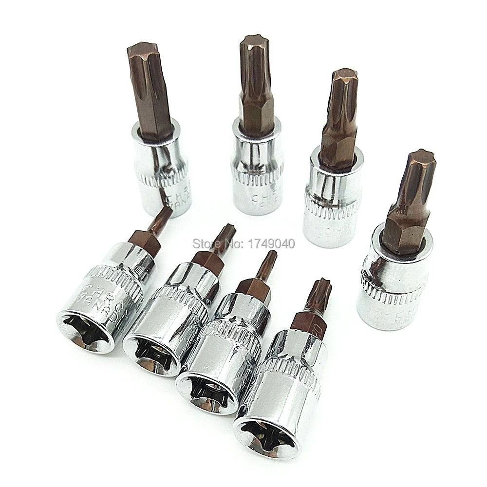 8pcs Torx Bit Socket 1/4" Square Drive Adapter T8 T10 T15 T20 T25 T27 T30 T40 Chrome Vanadium Steel Socket Torx Bits Screwdriver
8pcs Torx Bit Socket 1/4" Square Drive Adapter T8 T10 T15 T20 T25 T27 T30 T40 Chrome Vanadium Steel Socket Torx Bits Screwdriver