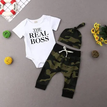 Toddler Baby Short Sleeve Letter Romper+Camouflage Pants+Headbands Set Outfit Baby Boy Clothes Erkek Bebek Giyim Newborn Clothes
Toddler Baby Short Sleeve Letter Romper+Camouflage Pants+Headbands Set Outfit Baby Boy Clothes Erkek Bebek Giyim Newborn Clothes
