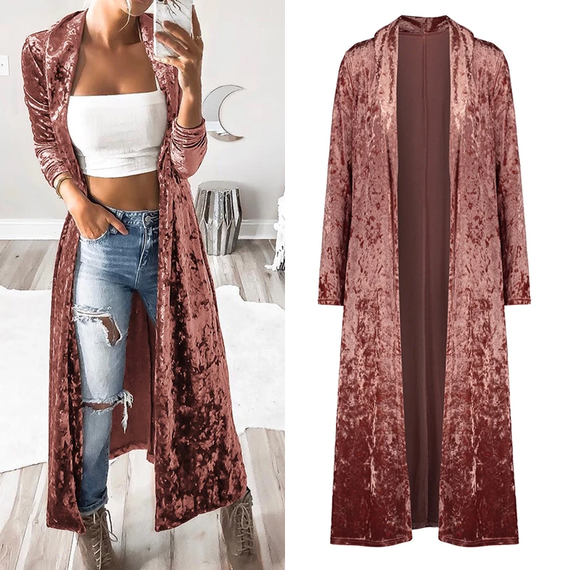 Women Long Sleeves Velvet Coat Elegant Autumn Long Trench Coat Solid Long Velvet Cardigan High Street WS5849T
Women Long Sleeves Velvet Coat Elegant Autumn Long Trench Coat Solid Long Velvet Cardigan High Street WS5849T