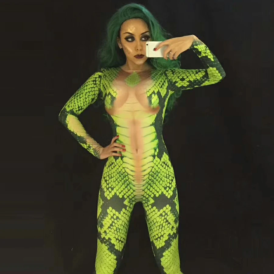Female Singer Stage Costume Women Jumpsuits Green Snake Printing Dance Outfit Jazz DJ DS Show Wear Performances Sexy Bodysuit
Female Singer Stage Costume Women Jumpsuits Green Snake Printing Dance Outfit Jazz DJ DS Show Wear Performances Sexy Bodysuit