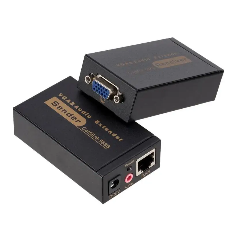 VGA Video Data Extender (100m) RJ45 Transmitter Receiver w/Audio Signal PC Computer Accessories for US/EU Standard
VGA Video Data Extender (100m) RJ45 Transmitter Receiver w/Audio Signal PC Computer Accessories for US/EU Standard