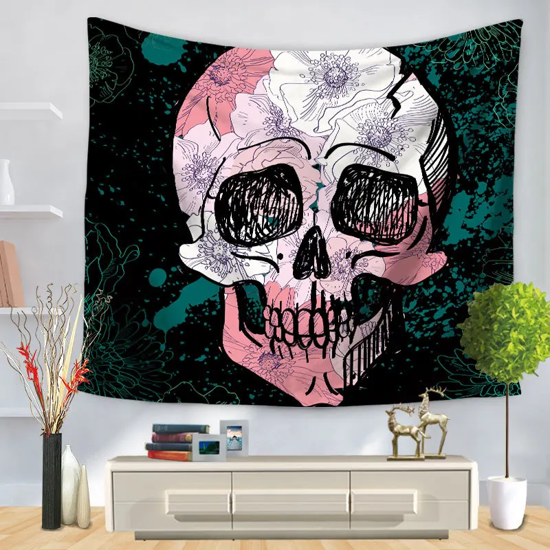 

Black Tapestry Mandala Skull Head Mandala Wall Hanging Indian Tenture Murale Blanket Psychedelic tapestry mandalas tapiz pared