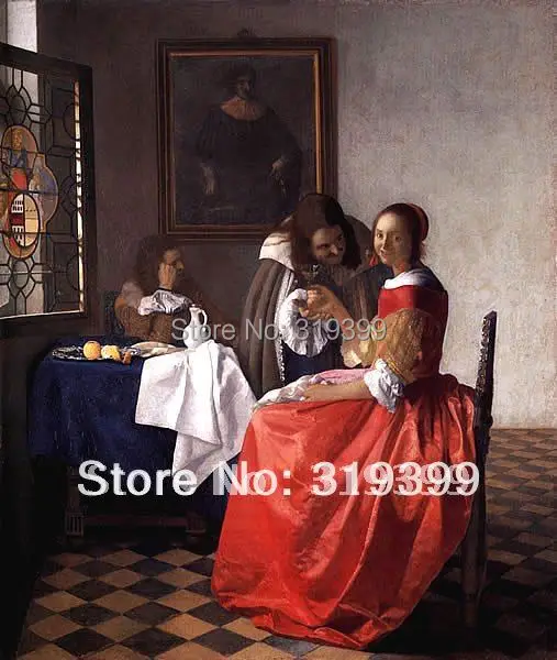 Oil Painting Reproduction on linen canvas,A lady and two Gentleman by Johannes Vermeer,Free DHL Shipping,100% handmade
Oil Painting Reproduction on linen canvas,A lady and two Gentleman by Johannes Vermeer,Free DHL Shipping,100% handmade