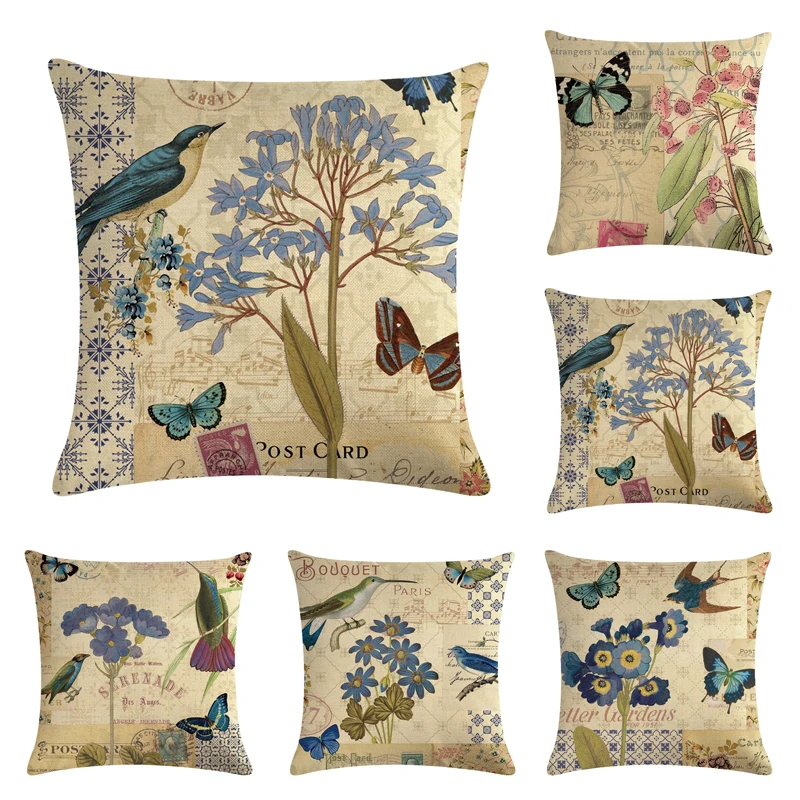 45*45cm Square European and American Retro Bird plant flower pattern linen cuddle pillowcase & home decoration cushion cover
45*45cm Square European and American Retro Bird plant flower pattern linen cuddle pillowcase & home decoration cushion cover