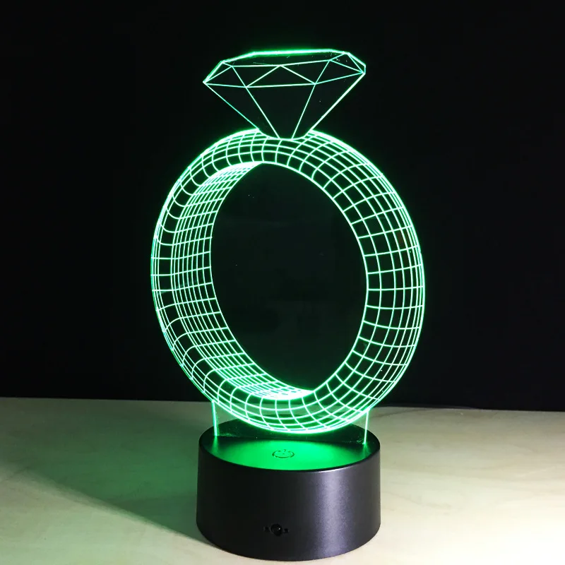 3D Romantic Diamond Ring Creative 7 Color Changing 3D LED Night Light RGB Mood Wedding Decor Gift Bedroom Table Lamp for Lover
3D Romantic Diamond Ring Creative 7 Color Changing 3D LED Night Light RGB Mood Wedding Decor Gift Bedroom Table Lamp for Lover