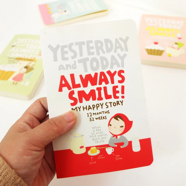 Image Cute Notebook Red hat girl Agenda week plan Diary Day planner journal record stationery office School supplies