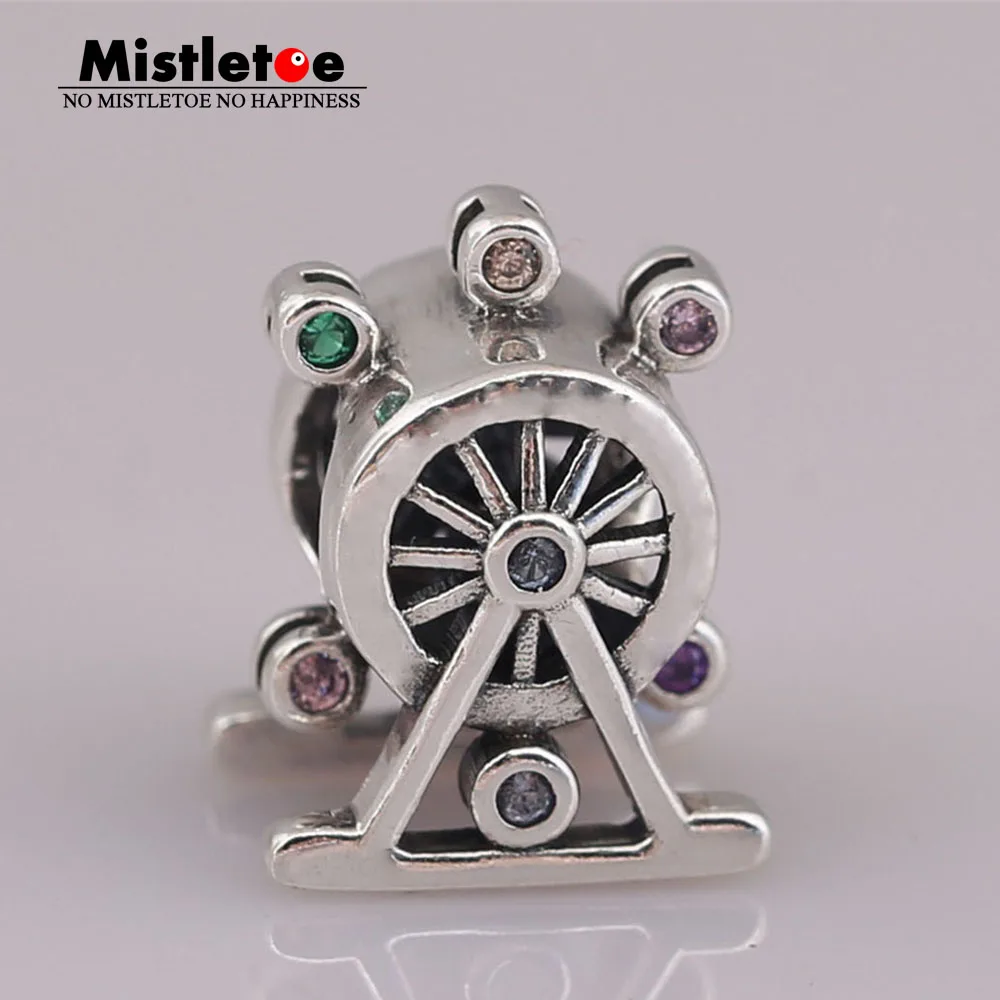 

Authentic 925 Sterling Silver Ferris Wheel Charm, Multi-Colored Crystal Bead Fit European Bracelets Jewelry