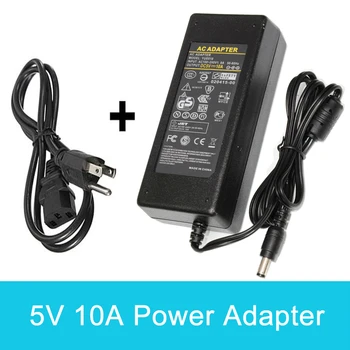 

Adapter 100-240V AC to DC 5 V 10A Power Adapter Supply Switching Charger US EU Plug 50W 5.5mm x 2.5mm for Switch LED Strip Lamp