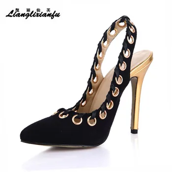LLXF Summer Classic Slingbacks Stiletto Fashion SM shoes woman 12cm thin heels Ladies Pointed Toe rivet Hollow out pumps
LLXF Summer Classic Slingbacks Stiletto Fashion SM shoes woman 12cm thin heels Ladies Pointed Toe rivet Hollow out pumps