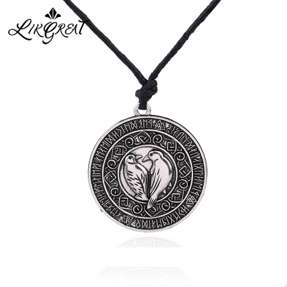 LIKGREAT Crow Seal Necklace Nordic Talisman Warrior Pendant Viking Round Runes Necklace Adjustable Cord Link Chain Accessories
LIKGREAT Crow Seal Necklace Nordic Talisman Warrior Pendant Viking Round Runes Necklace Adjustable Cord Link Chain Accessories