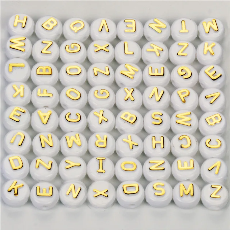 100PCS Mixed Alphabet Letter Acrylic Flat Round Spacer Beads Gold Letter 100mm For Jewelry Making Women Children DIY Bracelet
100PCS Mixed Alphabet Letter Acrylic Flat Round Spacer Beads Gold Letter 100mm For Jewelry Making Women Children DIY Bracelet