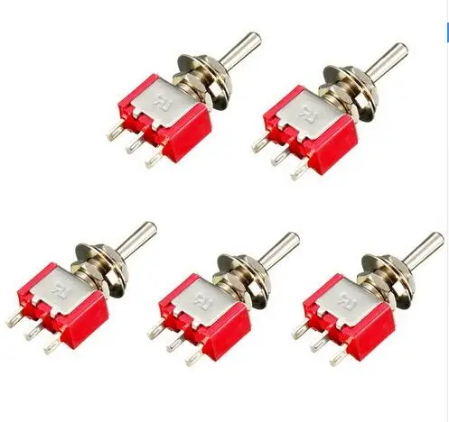 

5Pcs Red 3 Pin ON-OFF-ON 3 Position SPDT Mini Toggle Switch AC 6A/125V 3A/250V Low Price MTS-103 RED