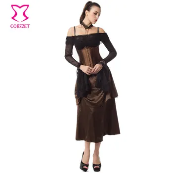 Brown Satin 24 Steel Boned Corsets And Bustiers Gothic Clothing Women Burlesque Dress Steampunk Costume Sexy Corset Skirt Set
Brown Satin 24 Steel Boned Corsets And Bustiers Gothic Clothing Women Burlesque Dress Steampunk Costume Sexy Corset Skirt Set