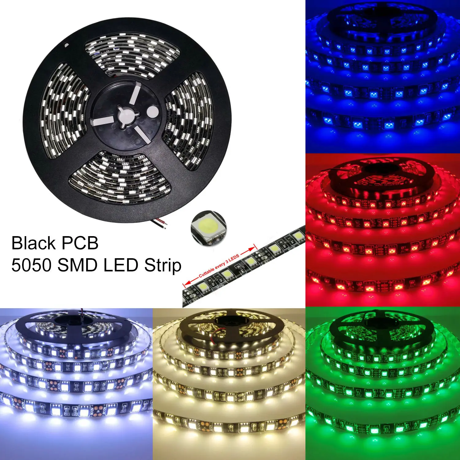 LED Strip 5050 RGB Black PCB DC12V Flexible LED Light 60 LED/m5050 LED Strip RGB/White/Warm White/Blue/Green/Red
LED Strip 5050 RGB Black PCB DC12V Flexible LED Light 60 LED/m5050 LED Strip RGB/White/Warm White/Blue/Green/Red