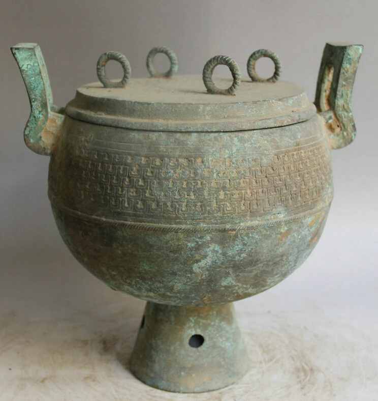 song voge gem S5792 12" Old Chinese Bronze Folk handle food vessel High foot Pot Jar Crock kettle
song voge gem S5792 12" Old Chinese Bronze Folk handle food vessel High foot Pot Jar Crock kettle