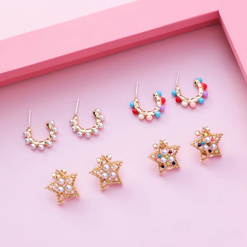 New Korean Elegant Bohemian Ethnic Style Small Beads Curved Earrings, Sweet Pentagonal Stars Ear Clips Jewelry Women Girl Gift
New Korean Elegant Bohemian Ethnic Style Small Beads Curved Earrings, Sweet Pentagonal Stars Ear Clips Jewelry Women Girl Gift
