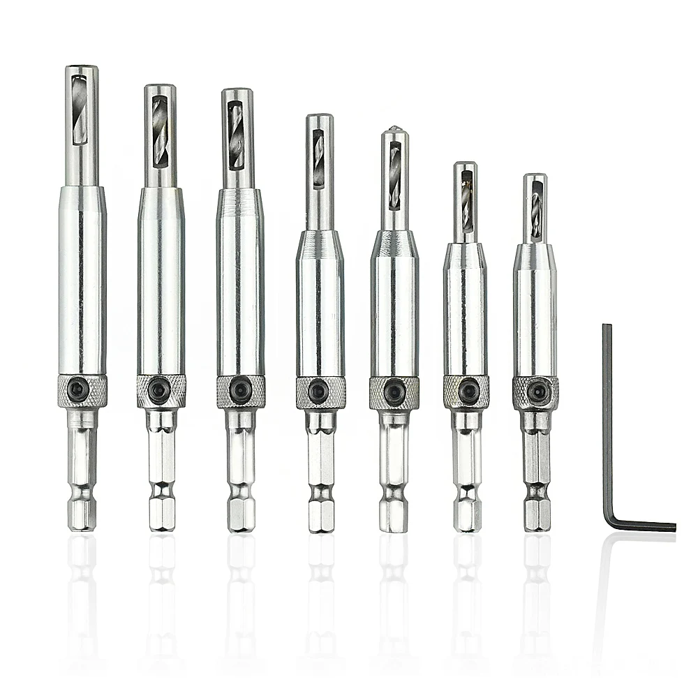 High Quality 7pcs HSS Self Centering Hinge Center Drill Bits Set Door Cabinet Woodworking Punch Hole Hexagon Driller Positioning
High Quality 7pcs HSS Self Centering Hinge Center Drill Bits Set Door Cabinet Woodworking Punch Hole Hexagon Driller Positioning