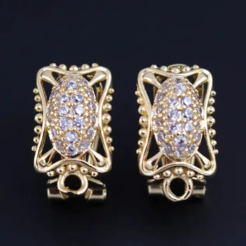 Cubic Zircon Micro Paved CZ Earrings Post Clip Back with Hanger Connectors Metal Base Findings DIY for African Bridal Weddings
Cubic Zircon Micro Paved CZ Earrings Post Clip Back with Hanger Connectors Metal Base Findings DIY for African Bridal Weddings
