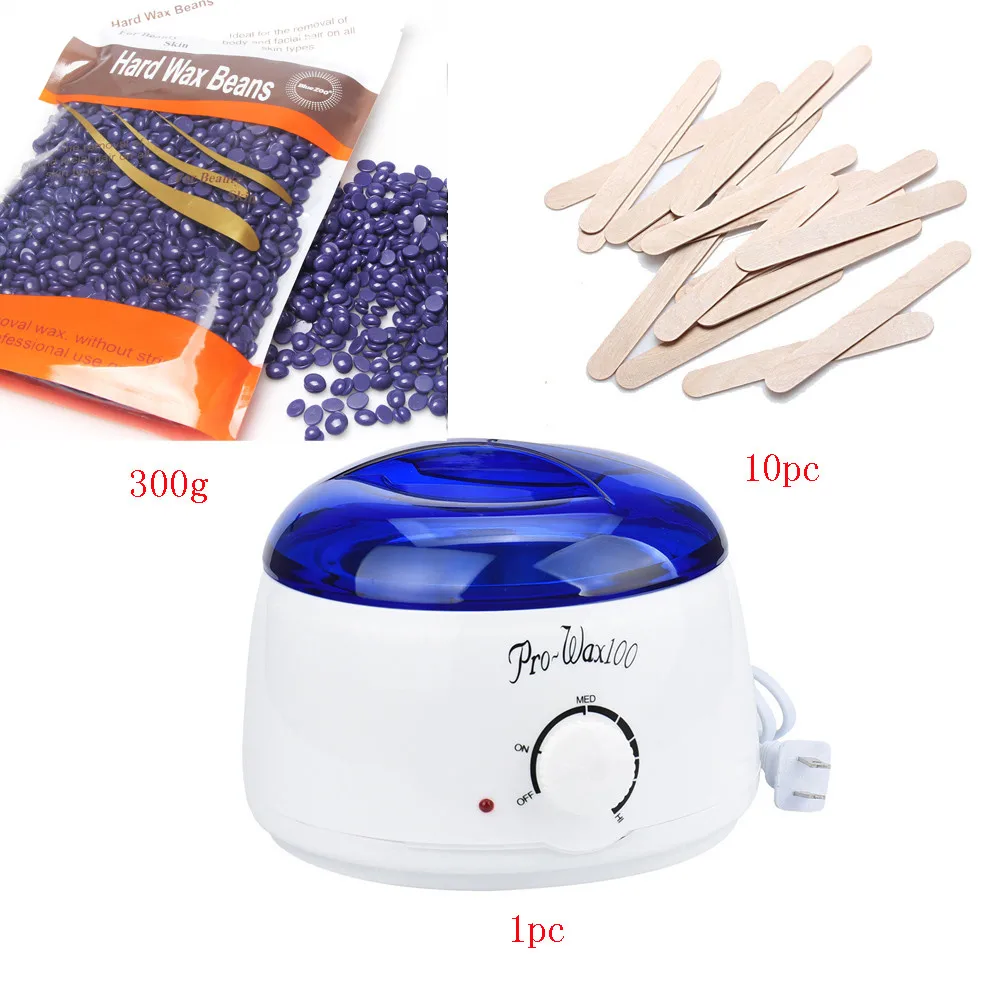 

Hard wax beans 300g Wiping Sticks MINI SPA Hand Epilator Hot Wax Warmer Heater Pot Depilatory Set Hair removal cream machine