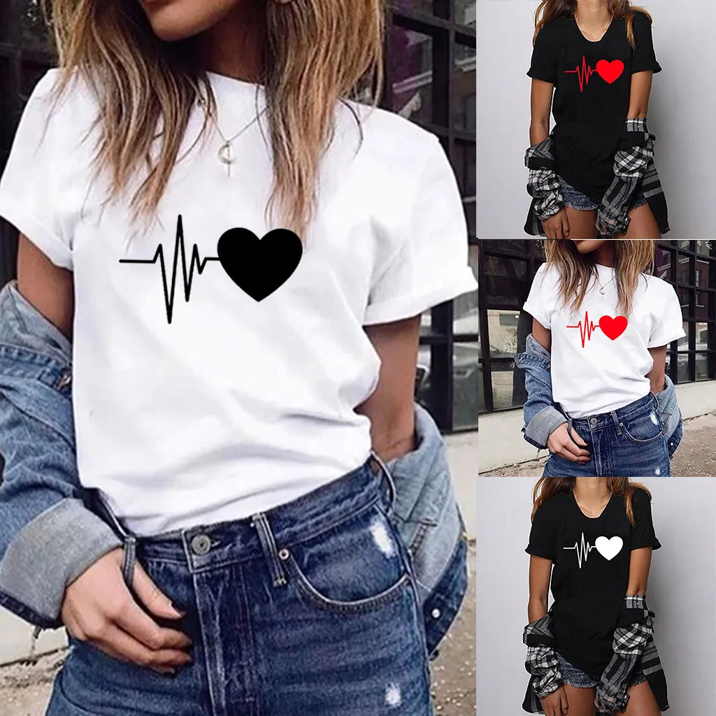 Women Blouse T Shirt 2019 Summer Fashion Girls Loose Short-Sleeved Heart Print T-Shirt Casual O-Neck Top T-Shirt For Women Girls
Women Blouse T Shirt 2019 Summer Fashion Girls Loose Short-Sleeved Heart Print T-Shirt Casual O-Neck Top T-Shirt For Women Girls