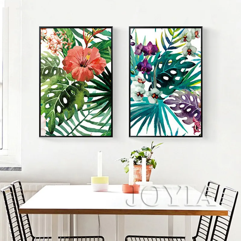 Watercolor-Canvas-Wall-Art-Rainforest-Plants-Bird-Painting-Tropical-Leaves-Wall-Pictures-Home-Decoration-No-Frame (2)