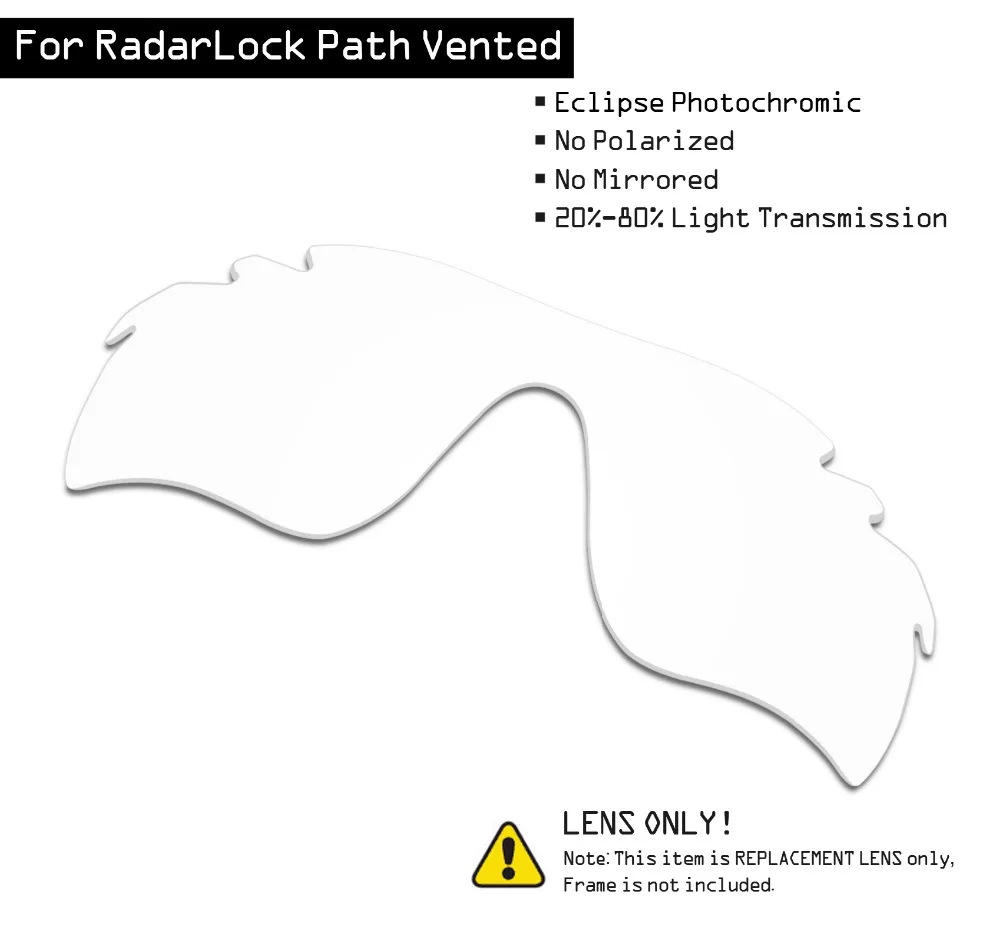 SmartVLT Polarized Sunglasses Replacement Lenses for Oakley RadarLock Path Vented - Eclipse Grey Photochromic
SmartVLT Polarized Sunglasses Replacement Lenses for Oakley RadarLock Path Vented - Eclipse Grey Photochromic