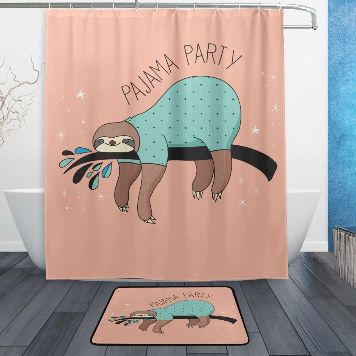 Cute Sloth on Tree Pink Waterproof Polyester Fabric Shower Curtain with Hooks Doormat Bath Bathroom Home Decor
Cute Sloth on Tree Pink Waterproof Polyester Fabric Shower Curtain with Hooks Doormat Bath Bathroom Home Decor