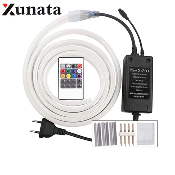 220V 110V RGB Neon Strip LED Light 2835 20key Remote Control 120leds/m Rope Light Waterproof Flexible Tape Outdoor Decoration
220V 110V RGB Neon Strip LED Light 2835 20key Remote Control 120leds/m Rope Light Waterproof Flexible Tape Outdoor Decoration