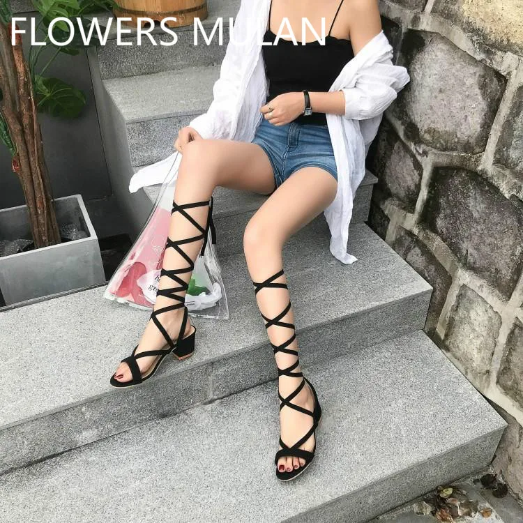 Rome Black Brown Suede Women Sandals Mid-calf Narrow Band Gladiators Peep Toe Chunky Heels Sandalias Mujer Ankle Strap Shoes
Rome Black Brown Suede Women Sandals Mid-calf Narrow Band Gladiators Peep Toe Chunky Heels Sandalias Mujer Ankle Strap Shoes