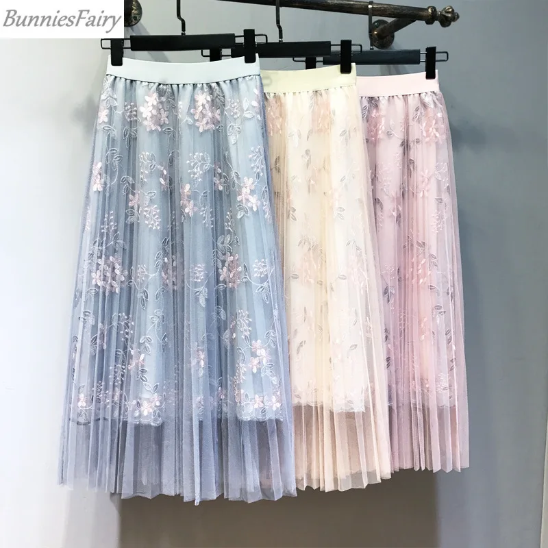BunniesFairy 2019 летняя Новинка женская фирменная длинная юбка средней длины с