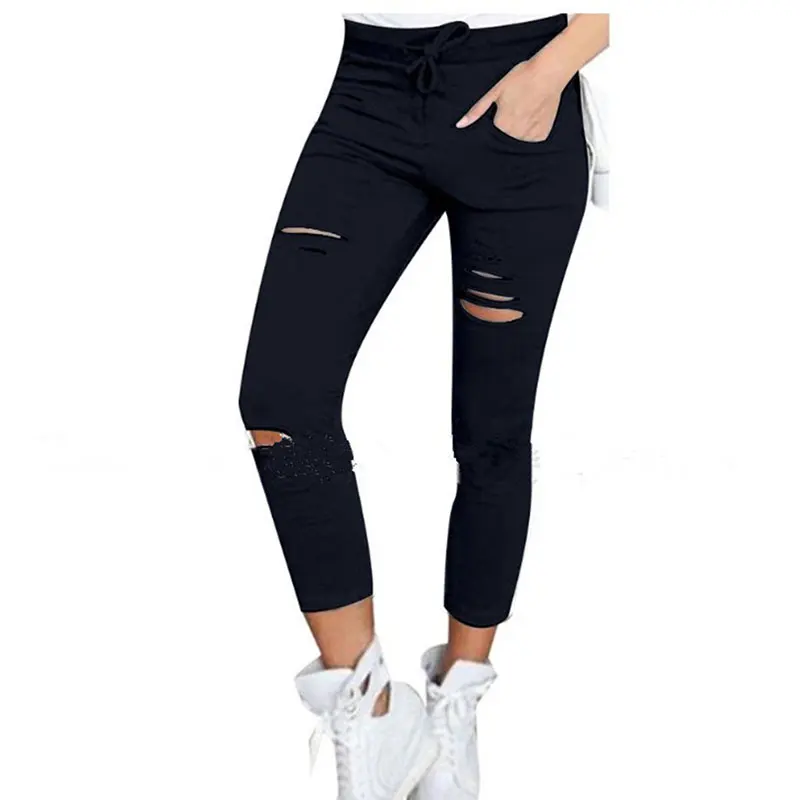 Solid Drawstring Hole Pencil Pants Women Casual Pockets Slim Calf-length Pants Summer Ladies Cotton Simple Large Size Pants New
Solid Drawstring Hole Pencil Pants Women Casual Pockets Slim Calf-length Pants Summer Ladies Cotton Simple Large Size Pants New