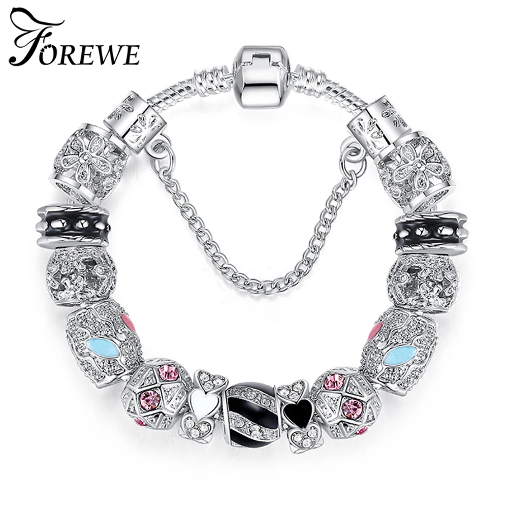 FOREWE Women Bracelets Silver Color Snake Chain Heart Round Charms Bracelet with Crystal DIY Original Jewelry
FOREWE Women Bracelets Silver Color Snake Chain Heart Round Charms Bracelet with Crystal DIY Original Jewelry