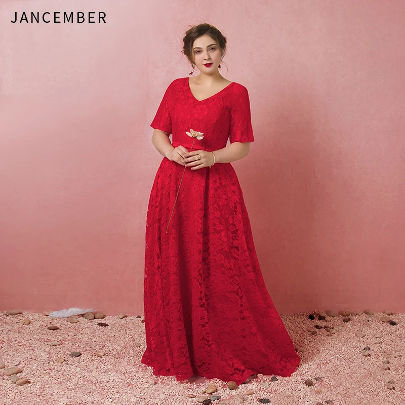 JANCEMBER Plus Size Evening Dresses Short Sleeve Lace Up Back Applique Scalloped Neck Bow Belt Classic abendkleider 2019 Latest
JANCEMBER Plus Size Evening Dresses Short Sleeve Lace Up Back Applique Scalloped Neck Bow Belt Classic abendkleider 2019 Latest
