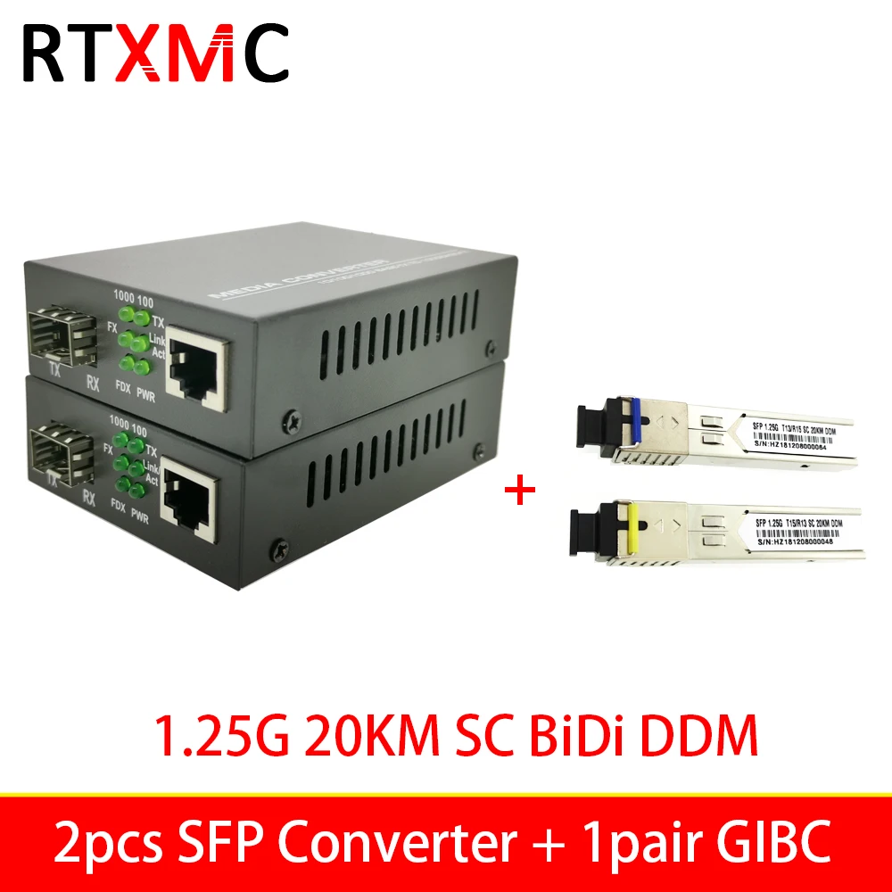2pcs 1.25G SFP Fiber Port Media Converter RJ45 with SFP GIBC 3KM 20KM SC BIDI Fiber Moudle 10/100/1000M RJ45 Port SFP TO RJ45
2pcs 1.25G SFP Fiber Port Media Converter RJ45 with SFP GIBC 3KM 20KM SC BIDI Fiber Moudle 10/100/1000M RJ45 Port SFP TO RJ45