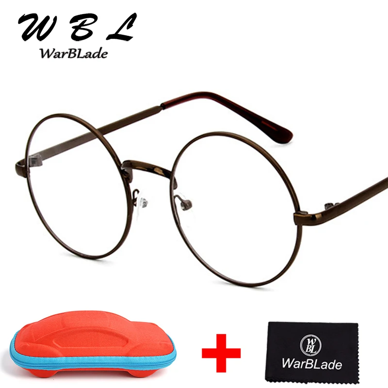 

WarBLade Women Eyeglasses Frames Vintage Oversize metal rim clear lens Round classic Retro spectacles glasses with box 2018
