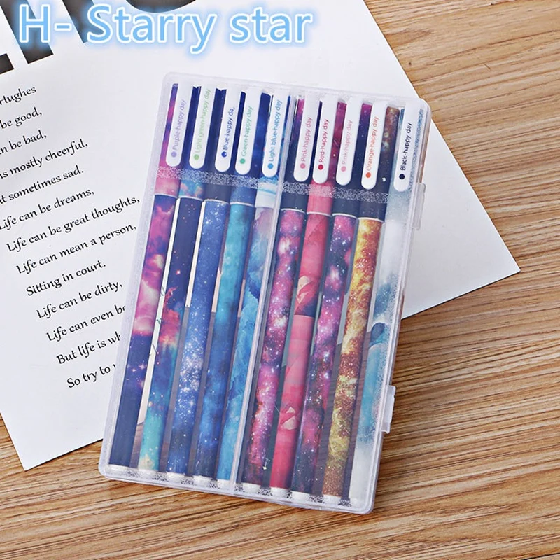 10pcs Galaxy star Gel pen set 0.5mm fine nib color ink pens Stationery Office accessories school supplies Canetas escolar DB308
10pcs Galaxy star Gel pen set 0.5mm fine nib color ink pens Stationery Office accessories school supplies Canetas escolar DB308