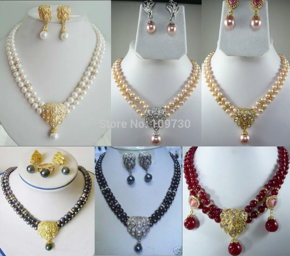 Jewelry 00845 2row white/pink/black pearl green/red jade necklace shell pendant earring
Jewelry 00845 2row white/pink/black pearl green/red jade necklace shell pendant earring