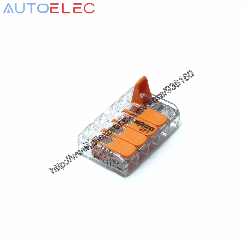 25Pcs/lot Wago 221-415 Lever Nuts-5 New style compact Splicing Connectors Wire Connector Quick Disconnect Connectors
25Pcs/lot Wago 221-415 Lever Nuts-5 New style compact Splicing Connectors Wire Connector Quick Disconnect Connectors