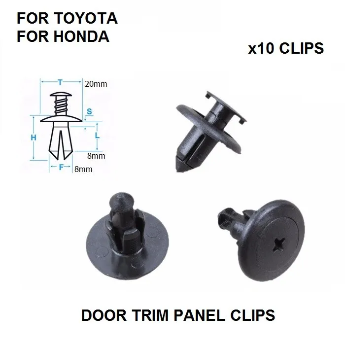 x10 FOR HONDA INTERIOR DOOR CARD MOULDING & TRIM SCREW CLIPS x10 FOR TOYOTA NEW REPAIR SET
x10 FOR HONDA INTERIOR DOOR CARD MOULDING & TRIM SCREW CLIPS x10 FOR TOYOTA NEW REPAIR SET