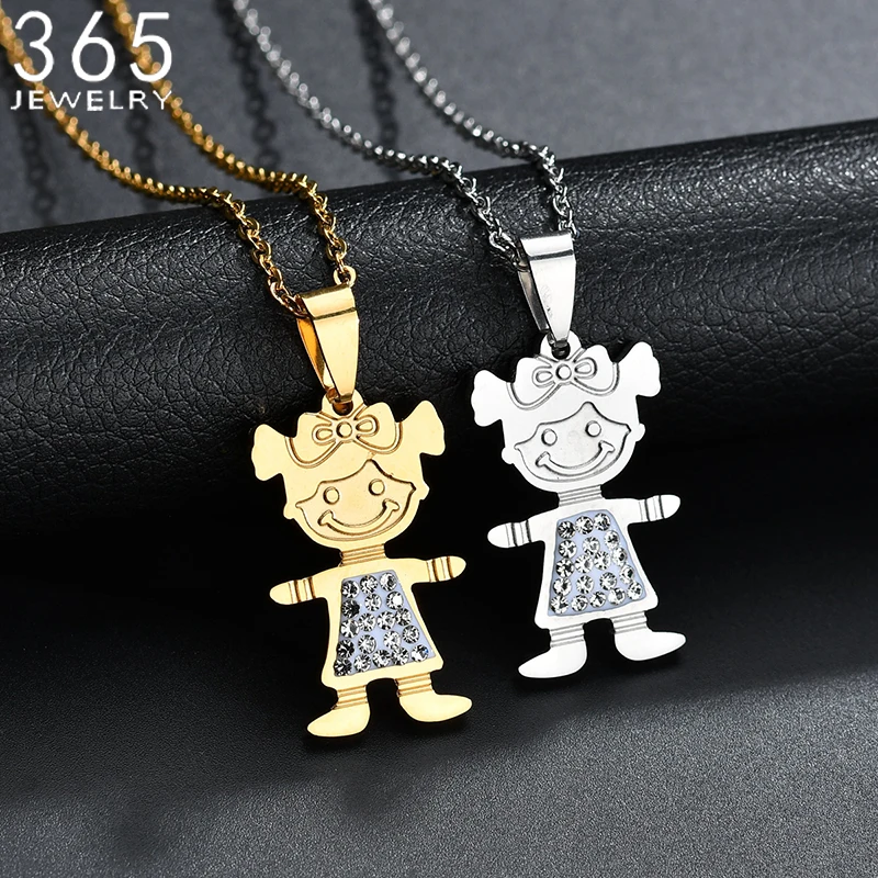 Fashion Jewelry Stainless Steel Little Girl Necklace Cubic Zirconia Cute Pendant Necklace For Women Girls Birthday Gift
Fashion Jewelry Stainless Steel Little Girl Necklace Cubic Zirconia Cute Pendant Necklace For Women Girls Birthday Gift