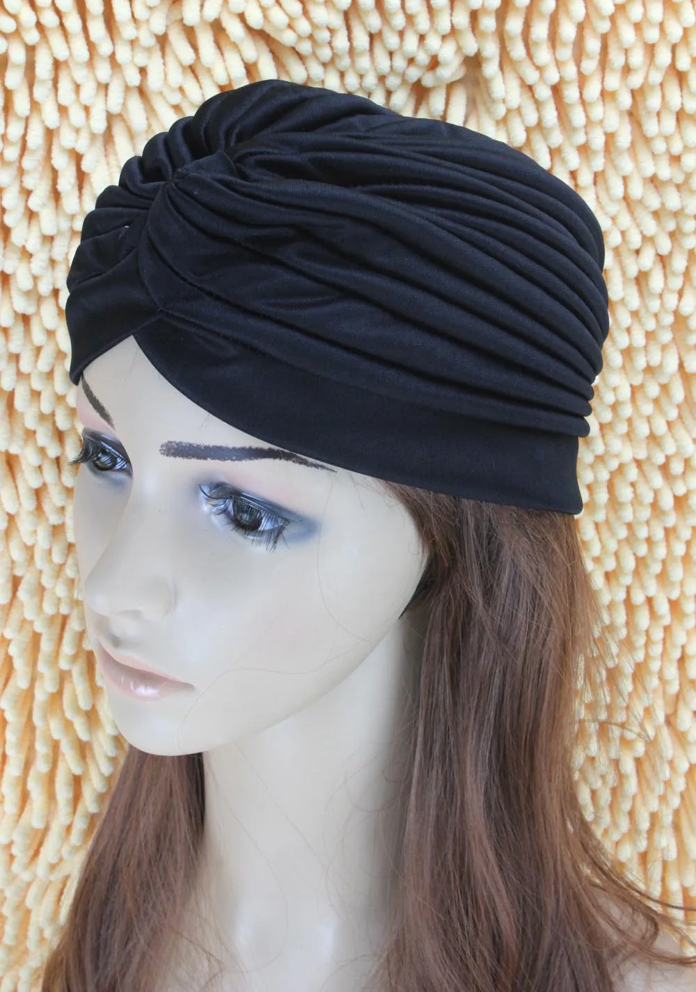 2016 New Fashion Women Turban Hat Bohemia 21 Solid Color Fold Beanies Female Simple Autumn Bonnet Indian Turban Hats For Women (14)