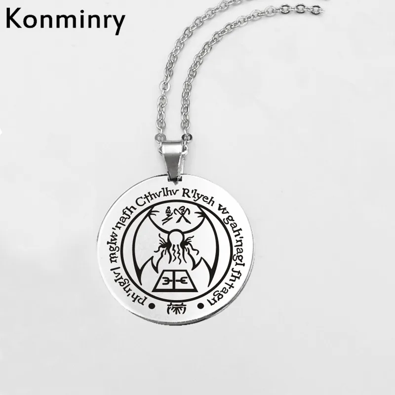 Konminry Cthulhu R'lyeh Sigil H.P. Stainless Steel Necklace Round Pendant Silver Link Chain Necklace For Women Men Gifts
Konminry Cthulhu R'lyeh Sigil H.P. Stainless Steel Necklace Round Pendant Silver Link Chain Necklace For Women Men Gifts