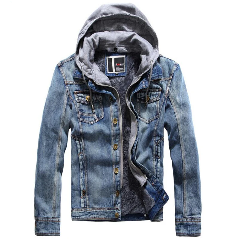 Men's Denim Jacket Winter Thick Velvet Warm Detachable Hooded Coat Men Bomber Casual Jeans Jackets and Coats Fashion Clothes
Men's Denim Jacket Winter Thick Velvet Warm Detachable Hooded Coat Men Bomber Casual Jeans Jackets and Coats Fashion Clothes