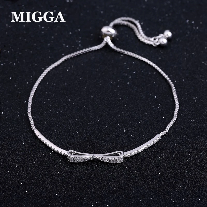 MIGGA Delicate Micro Paved Cubic Zirconia Bowknot Bracelet Chain for Women Girls Adjustable White Gold Color
MIGGA Delicate Micro Paved Cubic Zirconia Bowknot Bracelet Chain for Women Girls Adjustable White Gold Color