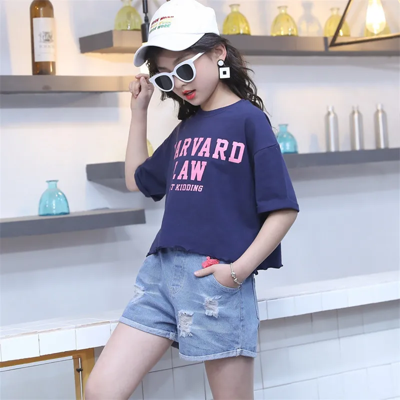 Girls Clothes Sets 2019 Summer Kids Letter T-Shirts + Ripped Hole Denim Shorts Suit Children Casual Sets DWQ035
Girls Clothes Sets 2019 Summer Kids Letter T-Shirts + Ripped Hole Denim Shorts Suit Children Casual Sets DWQ035