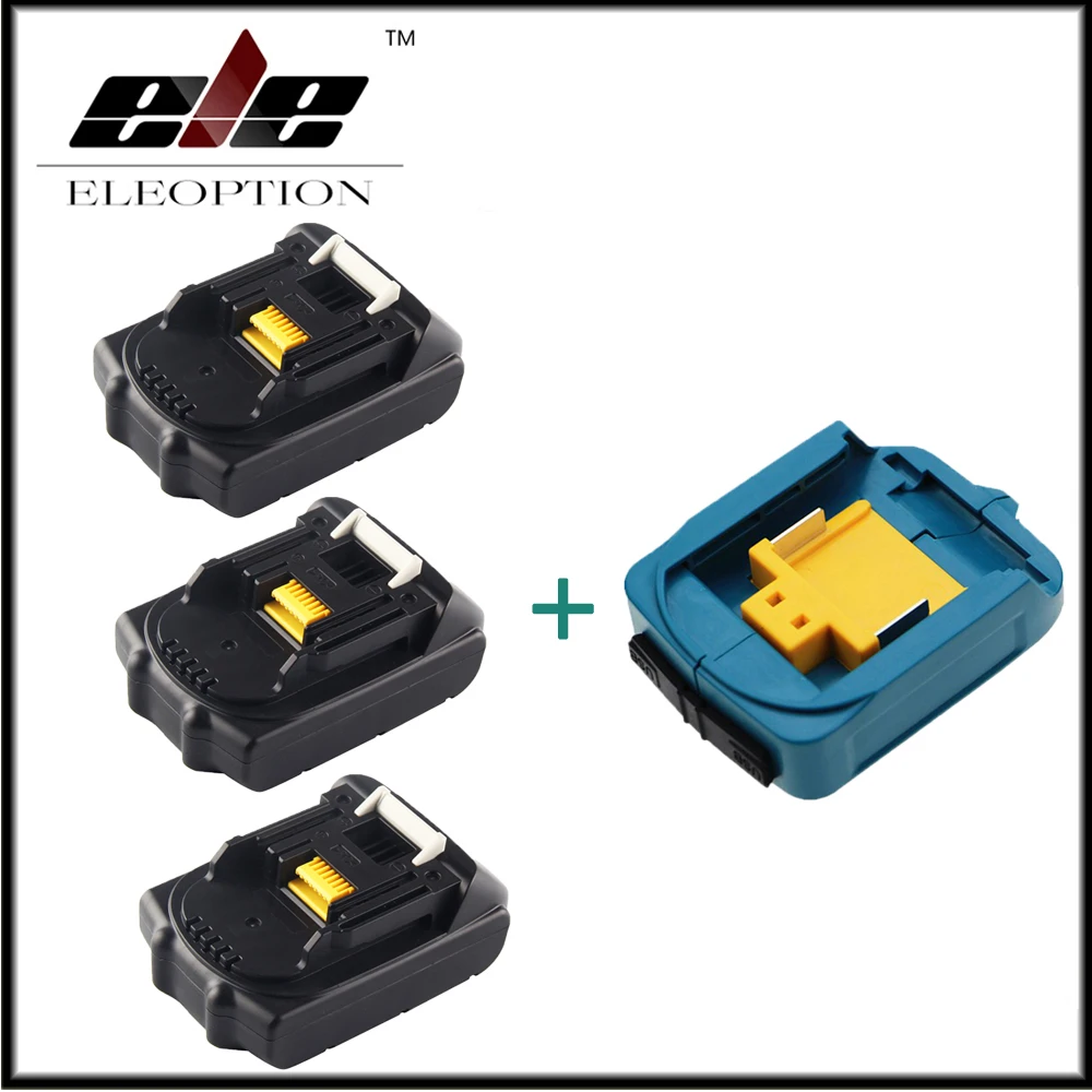 3x Eleoption 18V 2000mAh Li-ion Replacement Battery For MAKITA 194205-3 194309-1 BL1815 + USB Power Charger Adapter For Makita
3x Eleoption 18V 2000mAh Li-ion Replacement Battery For MAKITA 194205-3 194309-1 BL1815 + USB Power Charger Adapter For Makita