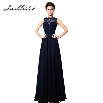 Cheap Navy Blue Long Mother of the Bride Dresses Chiffon Pleated Sleeveless Zipper Back Illusion Lace Evening Gown OS211
Cheap Navy Blue Long Mother of the Bride Dresses Chiffon Pleated Sleeveless Zipper Back Illusion Lace Evening Gown OS211