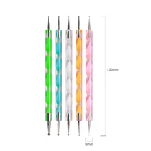 5 יח'\סט כפול הסתיים אקריליק ידית נייל אמנות כלי מערבולת Marbleizing פלדה מנקדים עט אמנות מברשת ג 'ל פולני מברשות כלים(China)