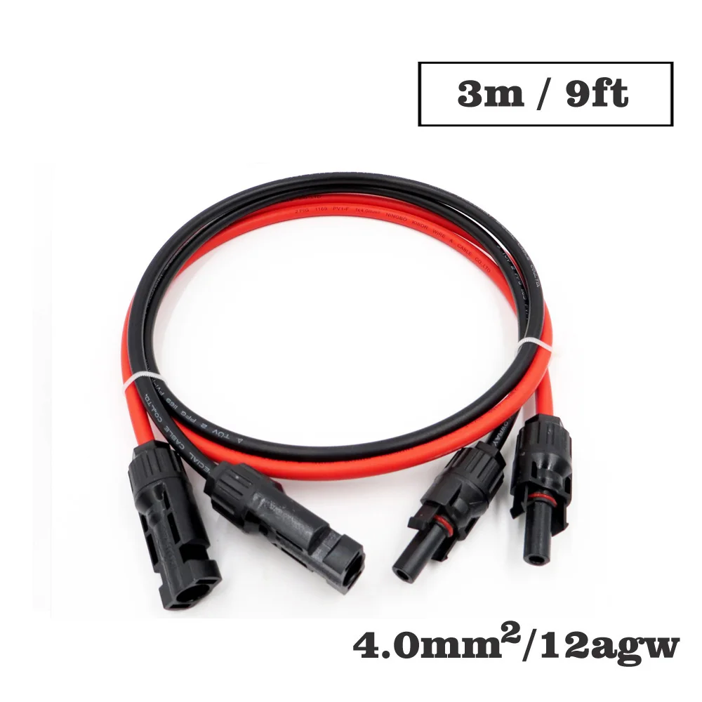1pair X 4mm2 12AWG 9FT 3m MC4 Connector Extension Connect branch black parallel Series 3 meter extend cable
1pair X 4mm2 12AWG 9FT 3m MC4 Connector Extension Connect branch black parallel Series 3 meter extend cable