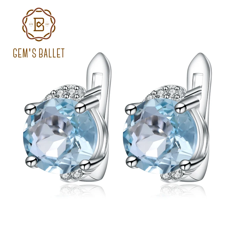 Gem's Ballet Round Sky Blue Topaz Clip Earrings Genuine 925 sterling silver Natural Gomestone Fine Jewelry For Women Gift
Gem's Ballet Round Sky Blue Topaz Clip Earrings Genuine 925 sterling silver Natural Gomestone Fine Jewelry For Women Gift